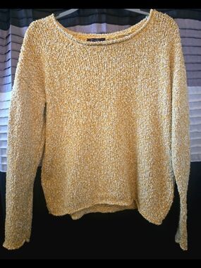 Olivia Sky Textured Yellow Crewneck Sweater